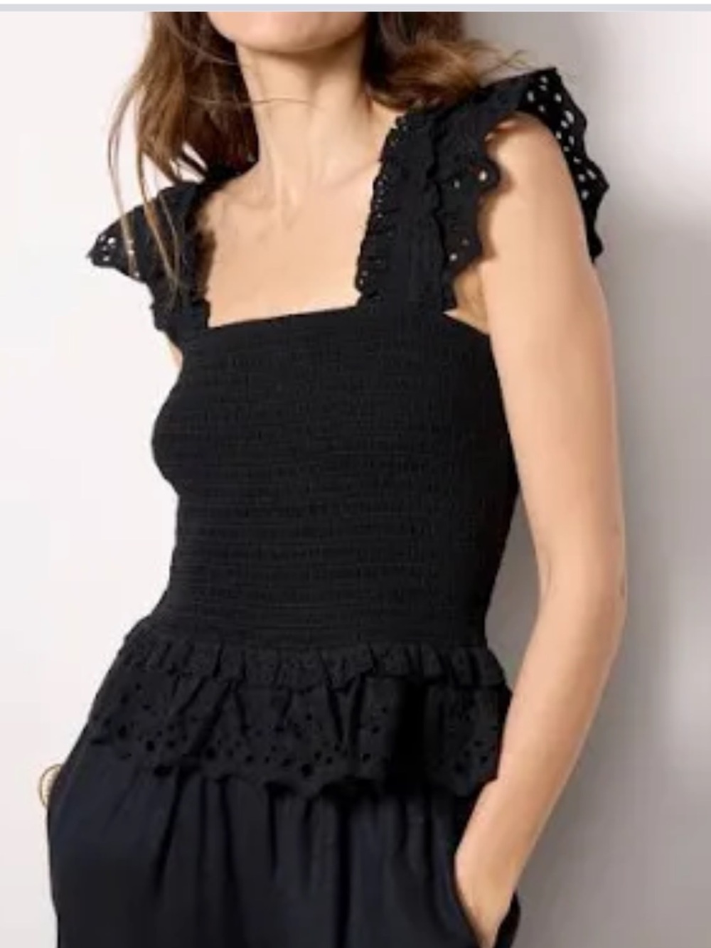 Evereve Talia Smocked Flutter Tank Top XS